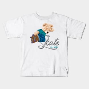 BEAR SKATE ALL DAY Kids T-Shirt